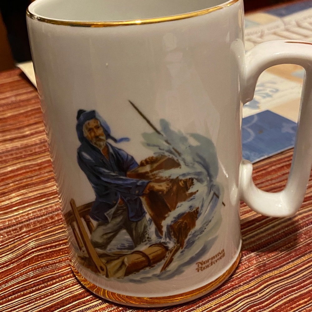 Vintage Norman Rockwell Museum 1985 “Braving The Storm” Coffee Cup.